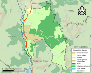 Carte en couleurs présentant l'occupation des sols.