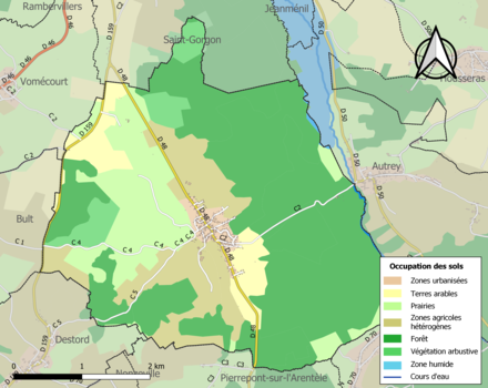 Carte en couleurs présentant l'occupation des sols.