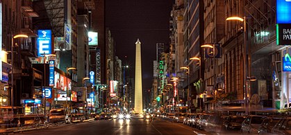 Corrientes Avenue at night