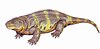 Illustration of a scaly animal with a robust head, heavy body, and thick limbs