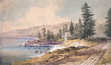 An old painting of Marquette, Michigan
