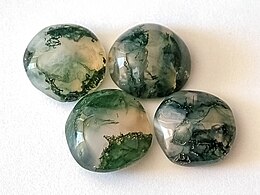 Moss agate cabochons