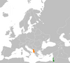 Location map for Albania and Israel.