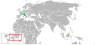 Location map for Italy and Malaysia.