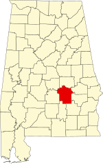 Map of Alabama highlighting Montgomery County