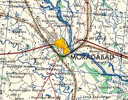 An old map of Moradabad (1955)