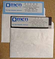 Diskette images for Omen Technology's ZComm and DSZ products (circa 1989–1990)