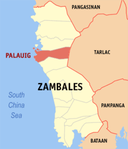 Map of Zambales with Palauig highlighted