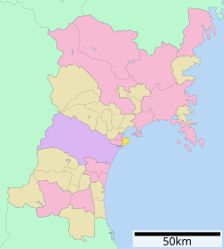 Location of Shichigahama in Miyagi Prefecture