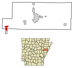 Location of Wheatley in St. Francis County, Arkansas.