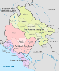 Map of regions of Montenegro