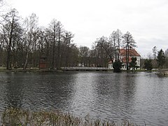 A pond with a church on an island, Zwierzyniec.