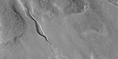 Closer view of previous image of a gully, as seen by HiRISE under HiWish program