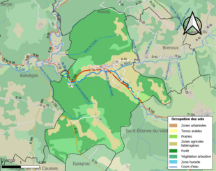 Carte en couleurs présentant l'occupation des sols.