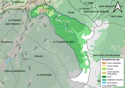 Carte en couleurs présentant l'occupation des sols.