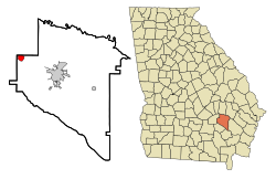 Location in Appling County and the state of Georgia