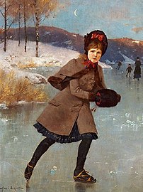 Young girl on a frozen lake