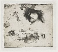 B363, c. 1632. Perhaps abandoned before the hat is added, and the plate recycled for studies.[41]