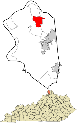 Location within Boone County and the state of Kentucky