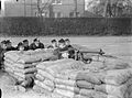 A defensive fighting position made with sandbags