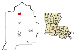 Location of Turkey Creek in Evangeline Parish, Louisiana.