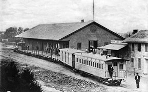 Los Angeles & San Pedro Railroad Depot, SW corner Alameda and Commercial streets, c.1880