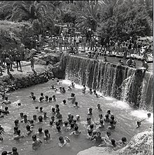 Swimmers in Gan Hashlosha, 1962
