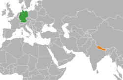 Map indicating locations of Germany and Nepal