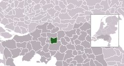 Highlighted position of Loon op Zand in a municipal map of North Brabant