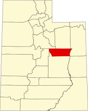 Map of Utah highlighting Carbon County