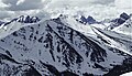 Marmot's north aspect centered, seen from The Whistlers. Peveril Peak is dark summit to right.