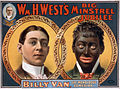 Image 32A lithograph for "William H. West's Big Minstrel Jubilee" from 1900, showing the blackface transformation of Billy B. Van (from Portal:Theatre/Additional featured pictures)