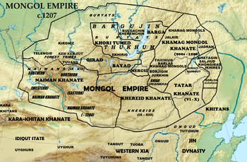 Map of the Mongol tribes c. 1207