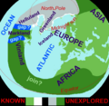 Image 15Based on the medieval Íslendingasögur sagas, including the Grœnlendinga saga, this interpretative map of the "Norse World" shows that Norse knowledge of the Americas and the Atlantic remained limited. (from Atlantic Ocean)