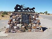 Vicinity marker where the Wickenburg Massacre took place. The Wickenburg Massacre was the mass murder of six stagecoach passengers en route from Wickenburg, Arizona Territory, westbound for San Bernardino, California, on the La Paz road on November 5, 1871.