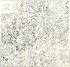 План сражения (первоначальное расположение), составленный П. А. Ниве в 1911 г.[П 20]