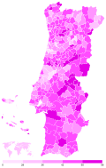 Share of the Socialist Party (PS) by municipality