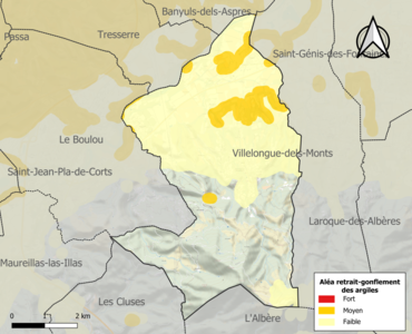 Carte des zones d'aléa retrait-gonflement des argiles.