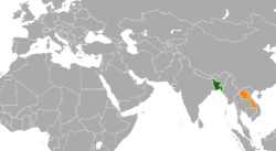 Map indicating locations of Bangladesh and Laos