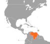 Location map for Barbados and Venezuela.