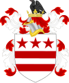 The first entry in the Roll of Arms, the coat of arms of John Washington, the great-grandfather of George Washington