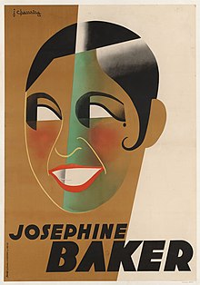 A poster with a stylized picture of Josephine Baker's face