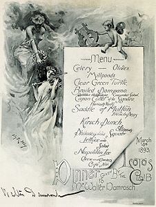 Table d'hôte menu, by Irving Ramsey Wiles (restored by Durova)