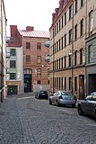 Mjölnaregatan på Kvarnberget i Västra Nordstaden i riktning mot Kvarnbergsgatan.