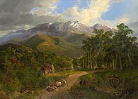 The Buffalo Ranges (1864) by Nicholas Chevalier, the first painting of an Australian subject to be acquired by the gallery