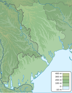 Mapa konturowa obwodu odeskiego, po prawej znajduje się punkt z opisem „miejsce bitwy”