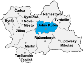 Poziția localității Districtul Dolný Kubín