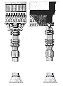 Persian capital with lotus capital and multiples volutes, Persepolis.