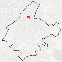 Kaupungin kartta, jossa Plateía Koliátsou korostettuna.