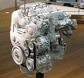Four-cylinder diesel VEA display engine painted white